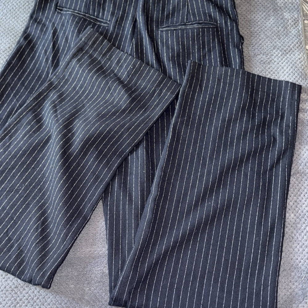 Anthropologie Size 2 Black Wide Leg‎ Pin stripped Jumpsuit - Picture 6 of 12